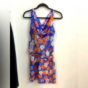 Diane Von Furstenberg DVF Poppy Print Dress Lou Daisy Sz. 4 Pink Blue